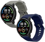 kwmobile Straps Compatible with Xiaomi Mi Watch/Mi Watch Color Sport Straps - 2X Replacement Silicone Watch Bands - Dark Blue/Grey