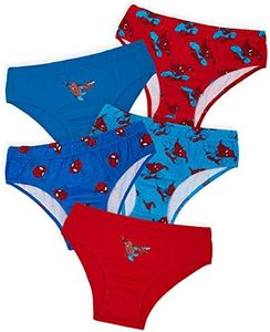 Marvel Slips Garçon 5 Paquet, Doux et Respirant Coton sous Vetement Enfants (Bleu/Rouge, 7-8 Ans)