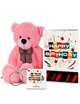 alDivo Happy Birthday Gifts of Soft Teddy Bear, Birthday Key Ring and Birthday Wishes Greeting Card (MKD10409)