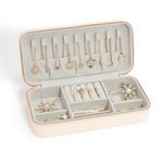 V-LAFUY Travel Jewelry Box Jewelry Organizer for Travel, Jewellery Organizers Box, Jewelry Box for Women on Hallowmas Christmas Valentine's, Beige C