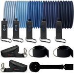 Meteor Resistance Bands Set, All-in-One Exercise Kit, 5-70kg Adjustable Resistance Bands with Handles, Ankle Straps, Door Anchor, and Carry Bag (Blue Gradient)