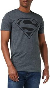 DC Comics Men's Mono Superman T-Shirt, Dark Heather Grey, L