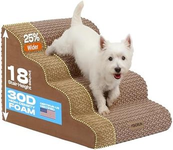 Miorun Extra Wide 4 Steps Dog Stairs for Bed & Couch 18" H, More Stable Non-Slip Dog Ramps with Gentle Slopes, Stylish Indoor Pet Steps for Medium & Large Dogs, Coffee