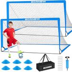 BORNEW Kids Soccer Goal for Backyard Set - 2 Toddler Soccer Nets Training Equipment, Soccer Ball, Pop Up Portable Soccer Set for Kids and Youth Games and Training Goals - Size 6' x 4