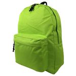 Classic Backpack Basic Emergency Survival Pack Bookbag 16 inch Simple Daypack Medium School Bag, Fluorescent Green, Medium, Classic