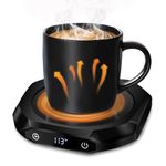 MQUPIN Coffee Mug Warmer, Mug Warmer for Desk, Heated Mug for Coffee with1-9H Auto Shut Off, Electric Beverage Warmer with 3 Temperature Settings(131°F/149°F/167°F), Tea Warmer for Office Desk(Black)