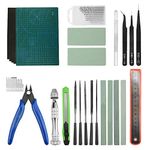 WMYCONGCONG 26 PCS Professional Gundam Modeler Basic Tools Craft Set Hobby Building Tools Kit with Storage Case for Gundam Car Model Building Repairing and Fixing Green