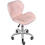 Charles Jacobs Office Swivel Computer Desk Chair with a Height Adjustable Chrome base and Wheels - Pink PU