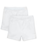 The Children's Place Baby 2 Pack and Toddler Girls Cartwheel Shorts, White 2 Pack, 4T