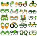 St Patrick's Day Glasses 20PCS St. Patrick's Day Accessories Novelty Fancy Paper Eyeglasses Frame Green Shamrock Lucky Irish