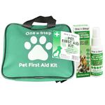 One Step Antiseptic Spray + Pet First Aid Kit, Includes Over 80+ Premium Items, Tick Remover, Syringe, Vet Wrap, Bandages, Wipes, Travel Sized First Aid For Dogs, Cats and all Other Pets