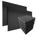 MMT Acoustix® 90Pc Pyramid Acoustic Foam, ProStudio Sound Setup, Soundproofing Noise Reduction Acoustic Panels | 1x1Ft 2” Thick, Thick, Pro Charcoal