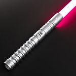 CVCBSER FX Dueling Lightsaber RGB 12 Colors Changeable Premium Aluminium Alloy Hilt Light Saber with 9 Mode Sound Force Lightsaber Toys (Silver)