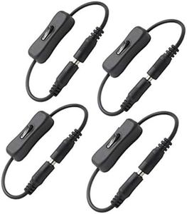 LED Strip Light Inline On/Off Switch Cable，4PCS Inline Switch On Off with Female Male Power Cable 5.5x2.1mm DC Connector Jack Wire Switch for CCTV LED Strip Light