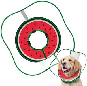 Sponge Dog Cone Collar, Dog Recovery Collar Alternative with Detachable High Clear Shield, Adjustable Soft Neck Cone for Small Medium Large Dogs, Stop Licking After Surgery (Watermelon,XL)