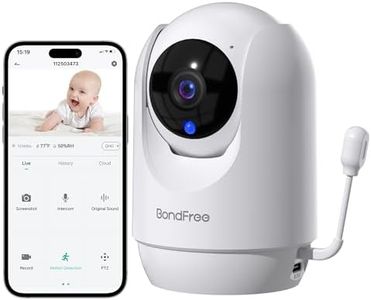 BondFree Baby Monitor with Camera and Audio, 2K Smart Baby Monitor with App, Temperature& Humidity, 2-Way Talk, 3MP Night Vision, 14 Lullabies,Cry & Motion Detection, 4X Zoom-5Ghz WiFi Baby Monitor