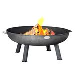 Harbour Housewares 100cm Diameter Cast Iron Fire Pit Outdoor Garden Patio Heater Wood Burner BBQ Camping Fire Bowl