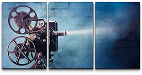 wall26 - 3 Piece Canvas Wall Art - Photo of an Old Movie Projector - Modern Home Decor Stretched and Framed Ready to Hang - 16"x24"x3 Panels