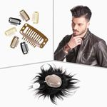 Artello® SNAP CLIPS for Silk Mirage Hair Patches, Wigs, Extensions, Wefts for Men and Women with Metal Finish for Easy Sewing and Clipping (Colour: Black) (5 Pcs)