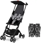 gb Pockit Air All Terrain Ultra Compact Lightweight Travel Stroller with Breathable Fabric in Velvet Black