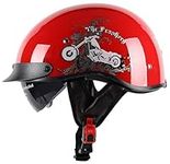 Motorcycle Half Helmet with Visor Half Face Vintage Scooter Helmet Motorcycle Helmet for Adults Men and Women Light Moped Helmet Jet Street Helmet DOT/ECE Approved D,XL=61-62cm