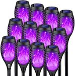 12 Packs Purple Flickering Flame Halloween Solar Lights for Halloween Decor