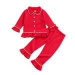 MoccyBabeLee Little Kids Toddler Baby Girl Pajamas Set PJS Nightwear Homewear Long Sleeve Button Down Tops Pants Sleepwear Suits 2 Piece Fall Winter Clothes