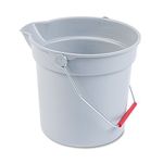 Rubbermaid Commercial FG296300GRAY 10-1/2" Diameter, 10-1/4" Height, Gray, Brute High-Density Polyethylene Round Bucket, 9.46 Liter