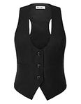 GRACE KARIN Womens Versatile Racerback Vest Waistcoat Formal Suit Vest for Women Vintage Fashion Vests Black XL