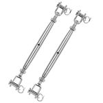 suiwotin 2PCS 1/4" (M6) Turnbuckle Stainless Steel Jaw and Jaw Turnbuckle Rigging Screw, Closed Body Turnbuckle Jaw for Marine Grade