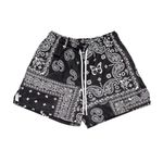 BOOMLEMON Mens Paisley Shorts Mesh Graphic Print Retro Casual Shorts Athletic Gym Basketball Running Short Pants(Black M)