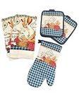 Sweet Home Bakery Baking Homemade Fresh Bread Kitchen Linen Set - Includes 2 Kitchen Towels, 2 Pot Holders, and 1 Oven Mitt