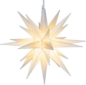 Elf Logic 21" Large Warm White LED Moravian Star - Hanging Outdoor Christmas Light - Use as Holiday Decoration, Porch Light, 3D Fixture, Advent Star, Wedding & Ballroom Venue Decor - Assembly Required