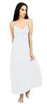 Mythili Seamless Bra-Attached Cotton Nighty Slip for Women - Full Length, Comfortable, Adjustable Straps, Double Layered, Ankle Length, Solid Maxi Night Gown (L, White)