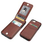 iPhone 7 iPhone 8 Case Wallet with Credit Card Holder, KIHUWEY Premium Leather Magnetic Clasp Kickstand Heavy Duty Protective Cover for iPhone 7/8 4.7 Inch(Brown)