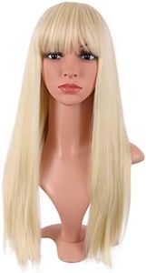 MapofBeauty 22 Pollice/56 cm Lungo Lisci Con Frange Sintetico Capelli Heat Resistente per Cosplay Parrucca (Misto Biondo)