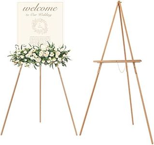 MEEDEN Beech Wood Display Wedding Easel Stand, Max Height 64'' Holds Up to 40"/11lb, Wooden Display Tripod for Wedding Sign, Poster, A-Frame Artist Floor Easel for Painting, Canvas, Show, Presenting