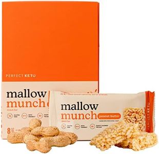 Perfect Keto Mallow Munch, Gluten Free, Cereal Bars, Breakfast Bar, Rice-Free, Low Sugar, Low Carb, Crispy, High Protein Snack, Healthy Snacks, 9g Protein, 2g Net Carbs, Peanut Butter, 8 Pack