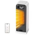 FLANUR Space Heater for Indoor Use, 1500W Portable Electric Heater with Thermostat, WiFi and APP Control, Overheat & Tip-Over Protection, 12H Timer, 4 Modes, 36dB Heater for Office Bedroom Home, White