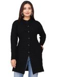 JANIYA" Women's Winterwear Woolen Self-Desgin Long Cardigan Sweater (Black)