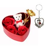 Saugat Traders Plush Love Gift For Girls - Couple Keychain With Red Heart Shape Gift Box - Romantic Gift For Girlfriend, Wife, Fiancee - Valentine Day - Birthday - Anniversary Gift