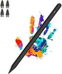 Luntak Active Stylus Pens for Touch Screens Rechargeable Tablet Pen POM Tip Magnetic iPad Pencil Stylus Pen for iPad/Pro/Air/Mini/iPhone and Other Smartphone Device-Black