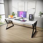 Riyan Luxiwood® Daffodil Computer Table in Engineered Wood with Flat Surface, Multi-Usage Laptop Desk & Home Office, Desk Sturdy Gaming Table (White) (1 Years Warranty)