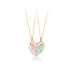 2PCS BFF Necklaces Butterflies Friendship Magnetic Necklaces, Best Friends Matching Half Heart Pendant Necklaces for Girls Women, Friendship Valentine Jewelry Gifts for Mother Friends Sisters