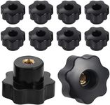 OCR 10Pcs 7 Star Through Hole Knob M6 Knurled Thread Clamping Knob, Star Shape Hand Knobs Black Plastic Screw-On Clamping Star Knob Handle