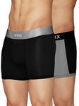 XYXX Men's Underwear Dualist IntelliSoft Antimicrobial Micro Modal Trunk Pack of 2 (Steel Grey & Black ; Black; XL)