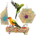 Bird Foraging Toy,3Pcs Bird Shredding Toys, Chewing Toys Parrot Cage Shredder Toy Rattan Cage Foraging Hanging Toy for Parakeets Cockatiels Conures (Random Color)