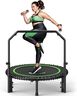 BCAN 450 LBS Foldable Mini Trampoline, 40" Fitness Trampoline with Adjustable Handle Bar, Bungees, Stable & Quiet Exercise Rebounder for Adults Indoor/Garden Workout-Green