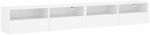 'vidaXL Modern White TV Wall Cabinets with Ample Storage Space, Floating Wall Units for Living Room, Engineered Wood Integrated Media Console