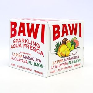 Bawi Sparkling Agua Fresca, 4 Pack Sparkling Water, Plant-Based, Low Calorie, Less Sugar, Mexican Drink Made in the USA (4 Count, Variety)